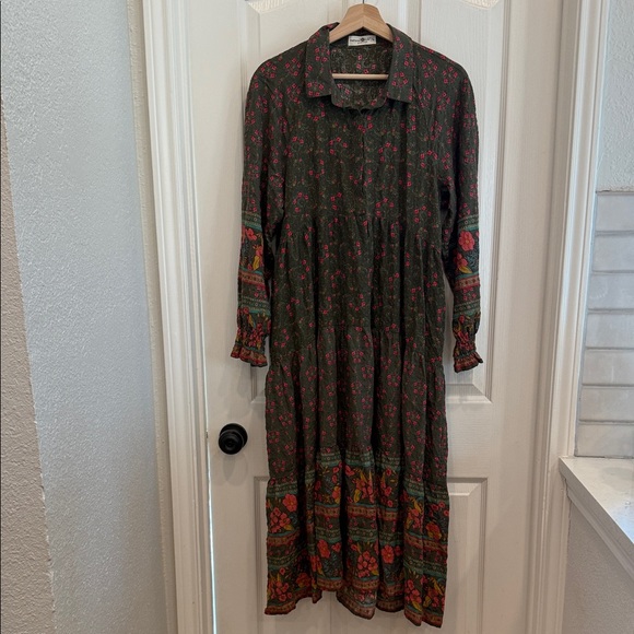 Natural Life bohemian floral long sleeve midi dress - Picture 4 of 14